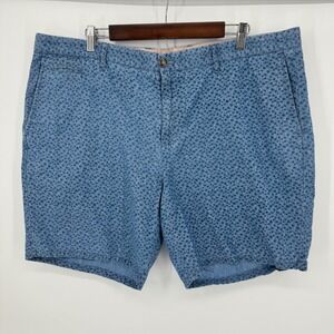 Johnnie-O Mens Shorts 40 Blue Palm Print Chambray Casual Golf  7" Inseam